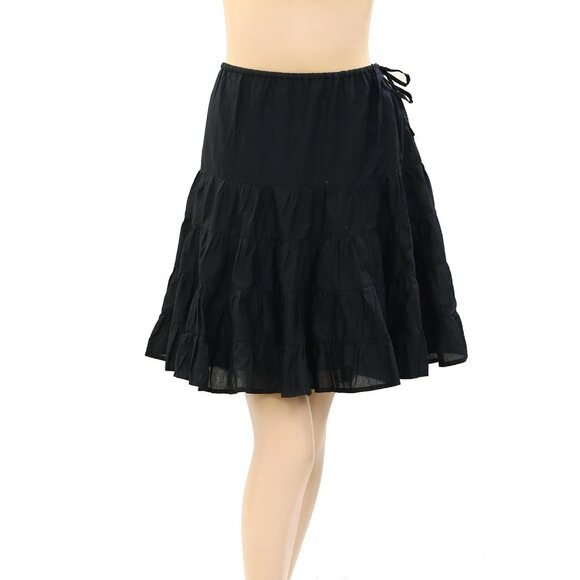 Merlette NYC Ruffle-Detailing Cotton Mini Skirt Tiered Black Resort L NEW 282726 - Picture 4 of 7